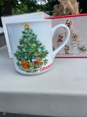 Vintage Grandma Christmas Tree Holiday Mug - White